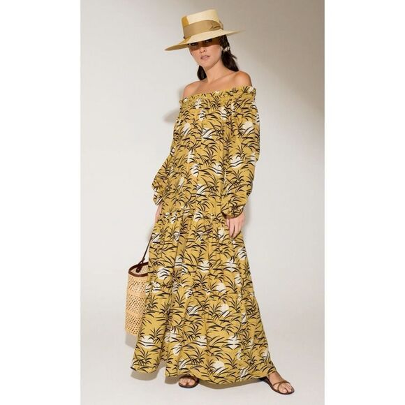 Sensi Studio STRAPLESS BALLOON SLEEVE MAXI DRESS in Soft Peach/ Size M - Picture 2 of 6